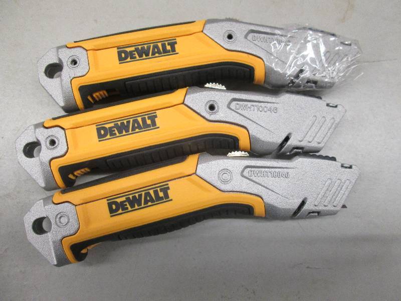 lot 168 image: 3 dewalt utility knifes...