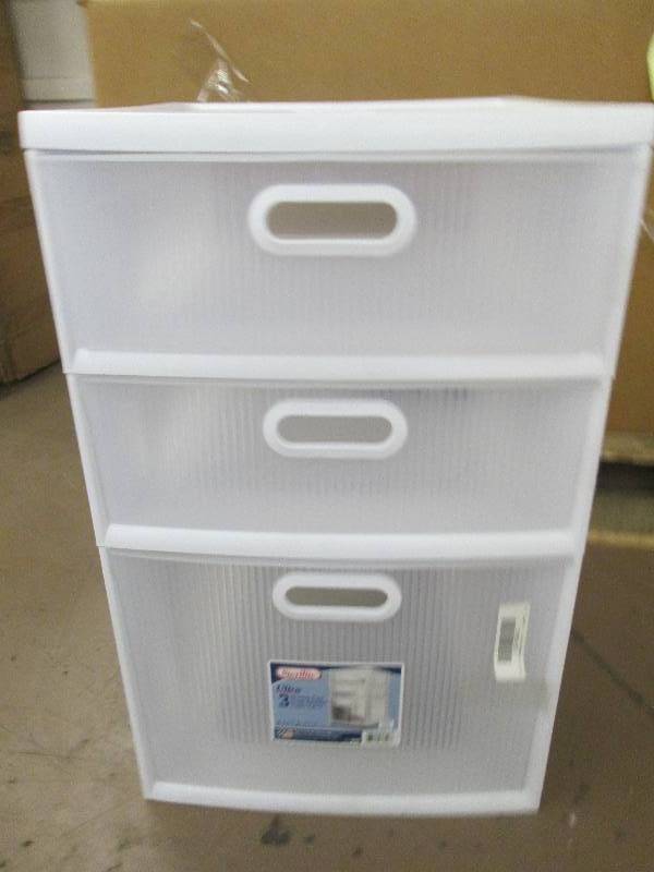 lot 194 image: sterilite 3 drawer cart 18 deep x ...