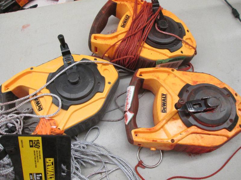 lot 232 image: 3 - 150 foot dewalt chalk lines non...