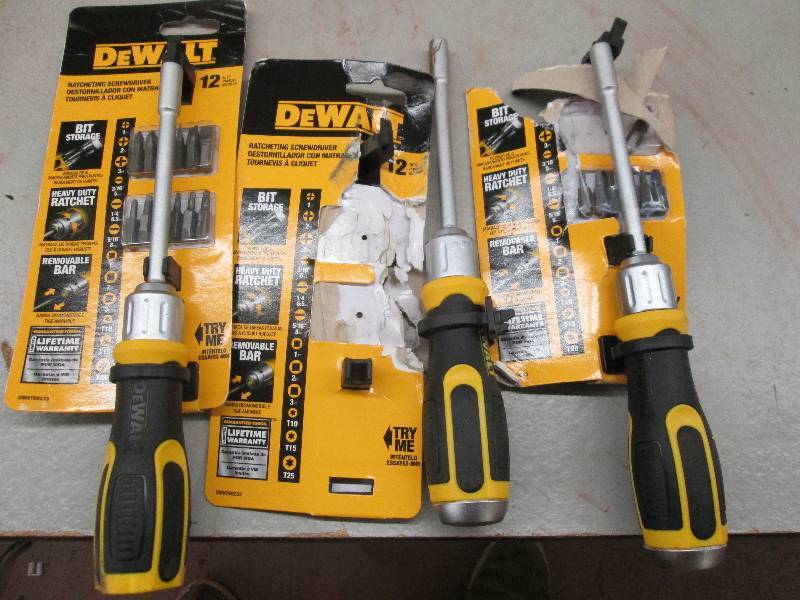 lot 251 image: 3 dewalt ratcheting screw drivers 1...