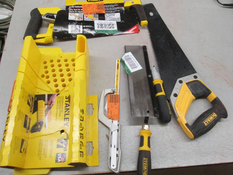 lot 252 image: lot of saws and miter box dewalt ha...