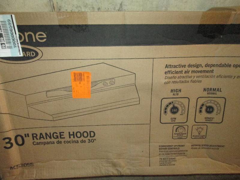 lot 490 image: nutone 30 range hood stainless ste...
