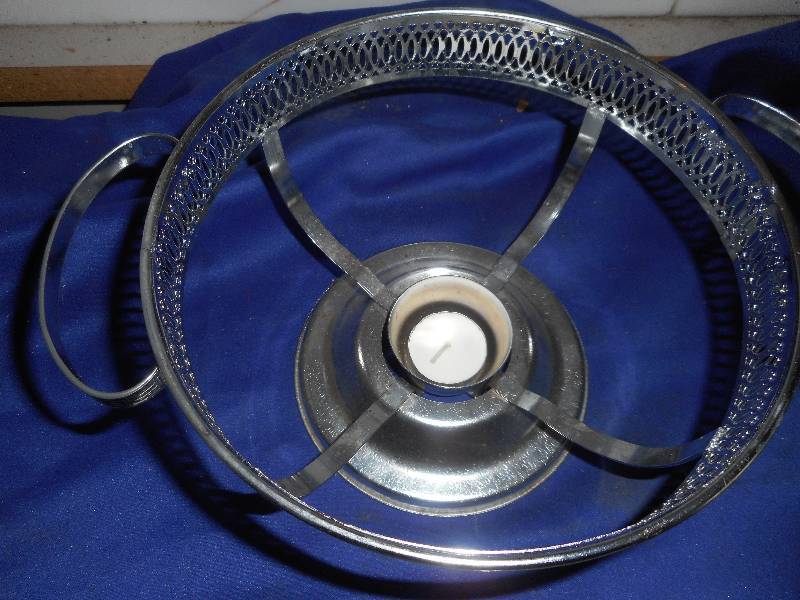 VINTAGE GLASS BOWL WITH SILVER BOWL