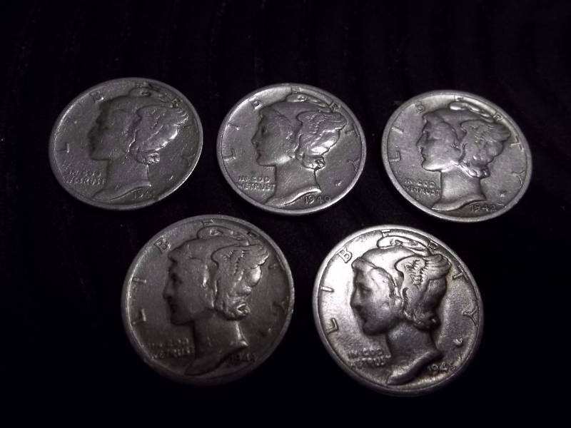 1920, 1926, 1928, 1929, 1929 S Mercury Dimes