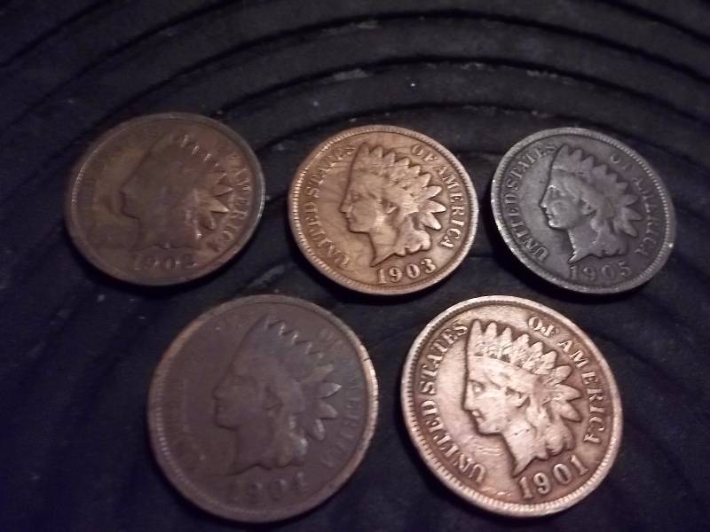 1901, 1902, 1903, 1904, 1905 Indian Head Cents