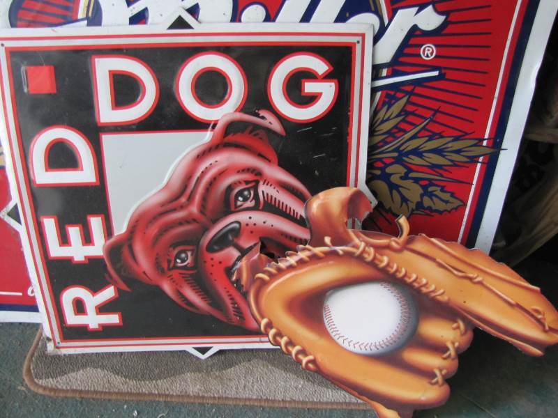 Miller & Red Dog Metal Signs