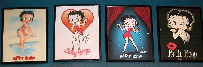 lot 14 image: ART 4 Vintage 8x 10 Betty Boop Framed Prints