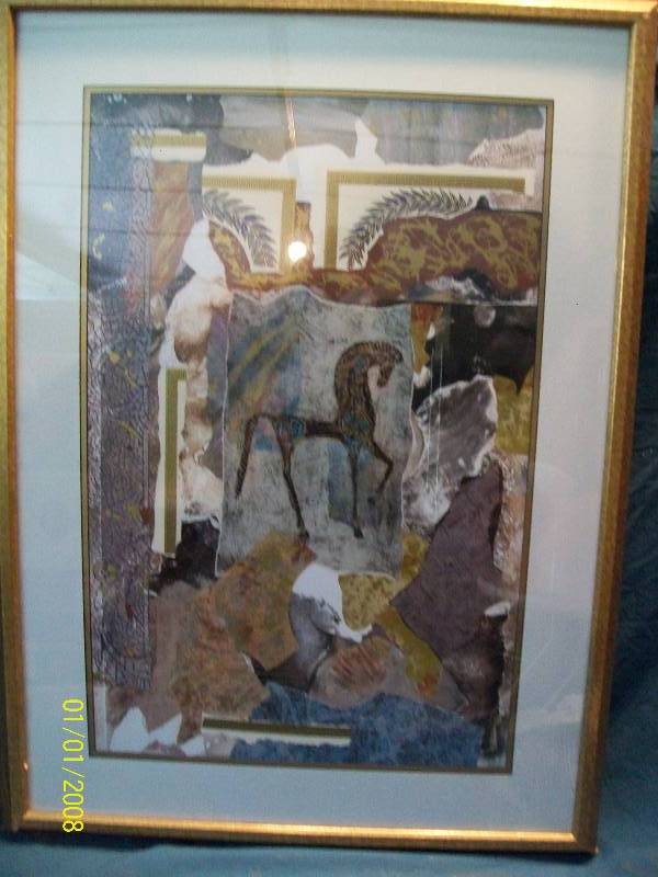 lot 25 image: New Age Art Using Appearance of torn pieces centered around main image of Standing Horse
