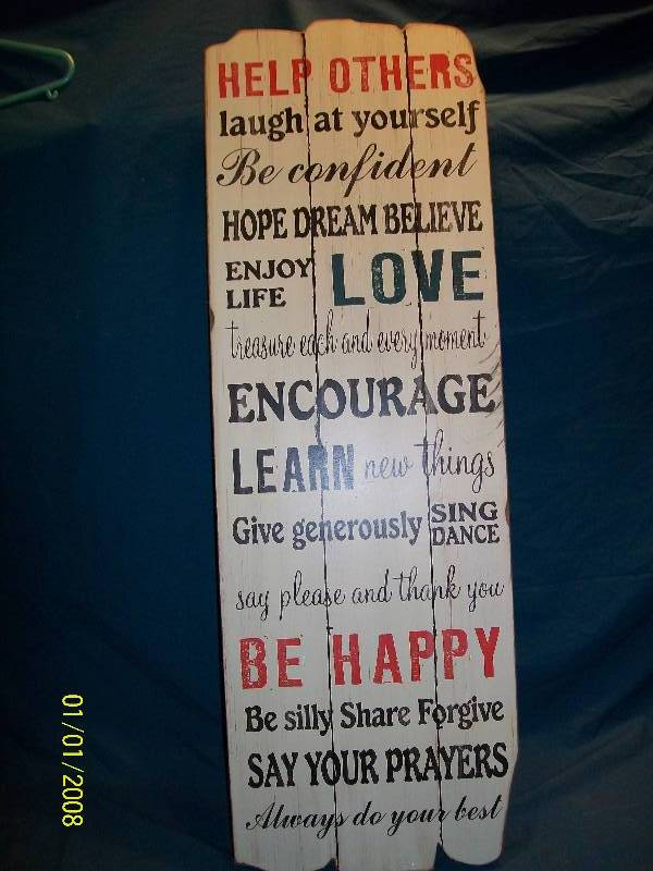 lot 33 image: Wall DecorationInspirational Quotes on Simulated White Washed Painted Wood Planks