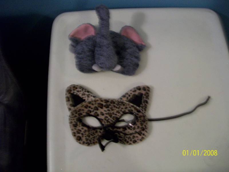 lot 74 image: Child Plush Elephant & Cat Face Mask & Kids Costume Accessories Tiaras, Princess Hat, Gloves,ETC.