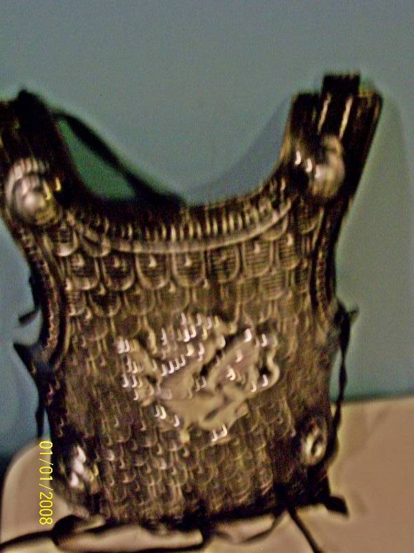 lot 68 image: Child Costume Medieval Knight Helmet, Plastic Dragon Shield & Chest Plate