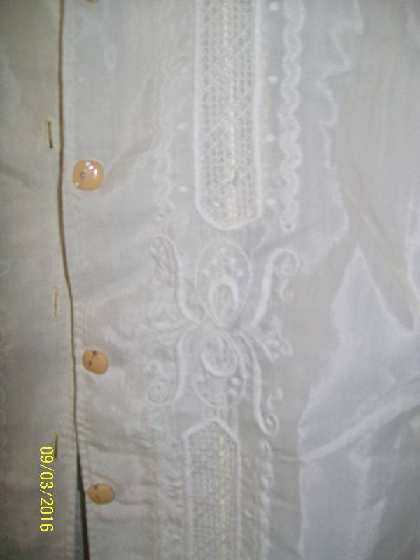 lot 20 image: Adult CostumeWhite-ish Blouse with Stitched design.