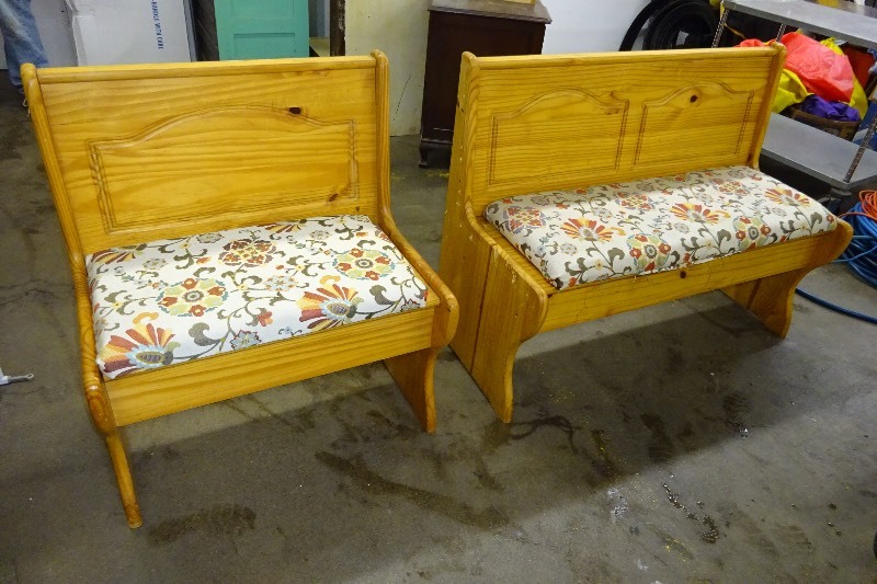 lot 55 image: 2 wood benches