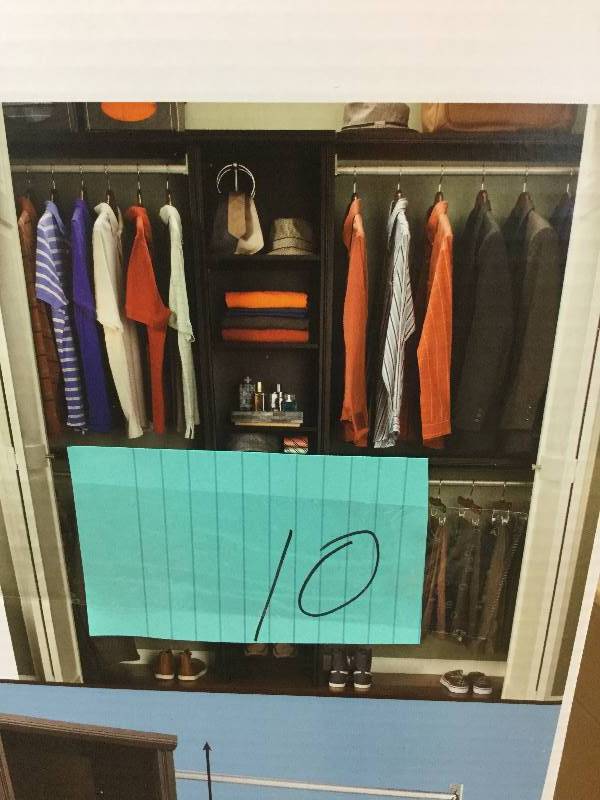 lot 10 image: Closetmaid 4 ft - 9 ft narrow closet kit in original box never used