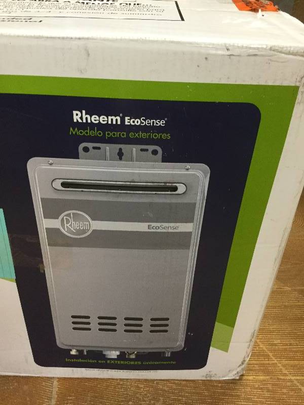 lot 15 image: Rheem EcoSense ECO180XLP3 8.4 GPM 180,000 BTU LoNox Liquid Propane Gas Mid Efficiency Outdoor Tankless Gas Water Heater PPPAB in Original package New stock and actual photos used