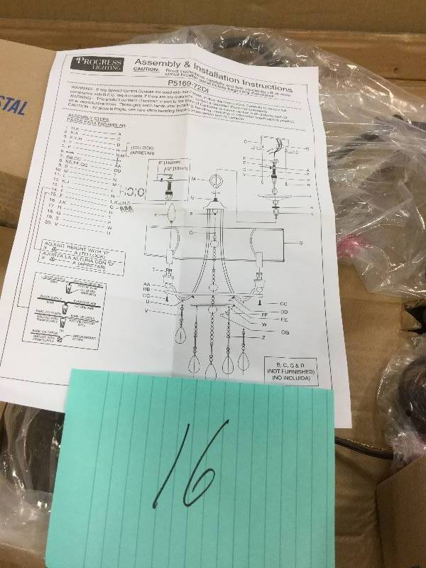 lot 16 image: Progress Lighting Flourish Collection 4-Light Cognac Bronze Chandelier-P5169-72DI in original box never used