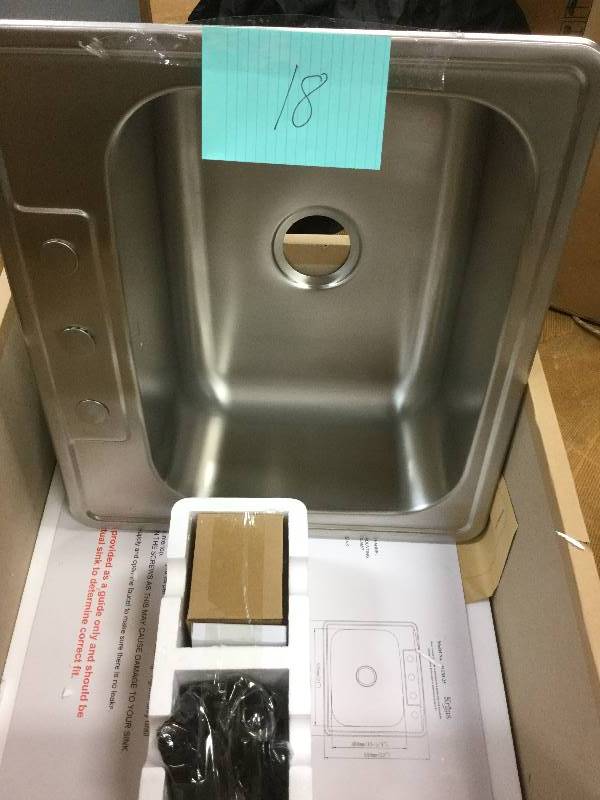 lot 18 image: Kraus All-in-One Top Mount Stainless Steel 25 in. 3-Hole Single Bowl Kitchen Sink