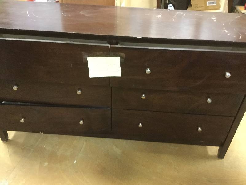 lot 55 image: Large Dresser and Mirror used- needs to be restore