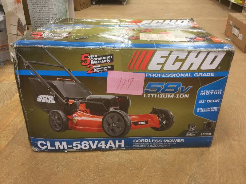 lot 119 image: Echo CLM-58V4Ah 21 in. 58-Volt Lithium-ion Walk-Behind Brushless Cordless Mower