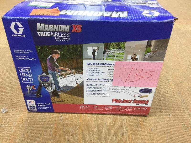 lot 135 image: Magnun X5 TrueAirless Paint Sprayer 12 HP no gun included