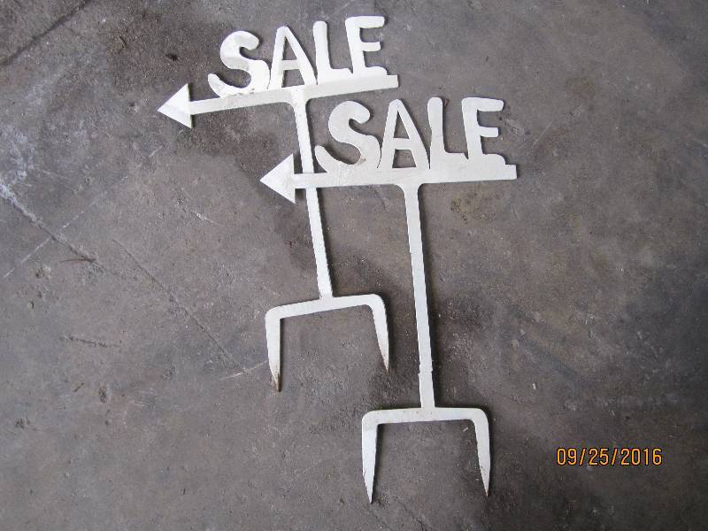 lot 22 image: 2 thick metal sale pointer signs, 2...