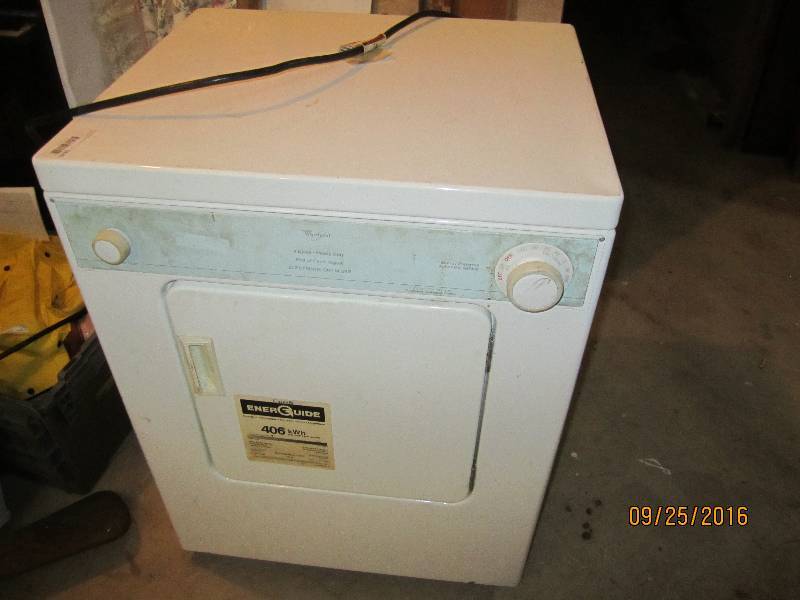 lot 62 image: Whirlpool 110 V dryer, works, uses ...