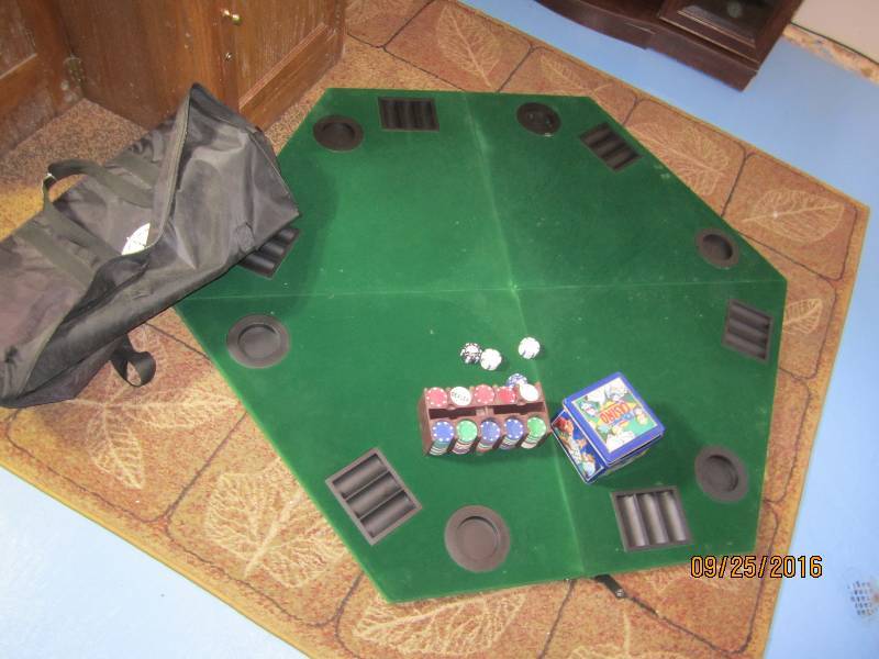 lot 77 image: Folding poker table and chips, all ...