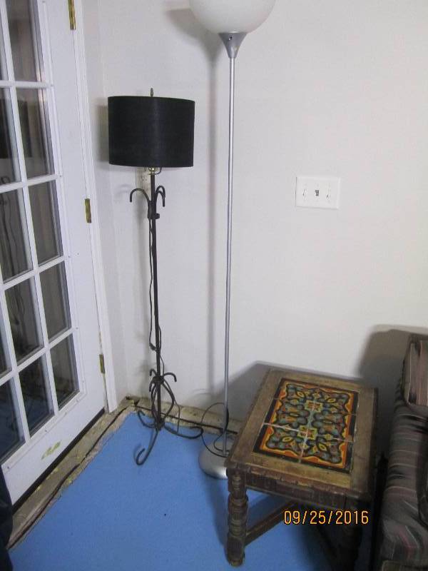 lot 102 image: Vintage wood table with tile top an...