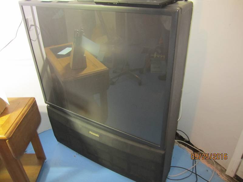 lot 100 image: Panasonic 52 TV with RCA converter...