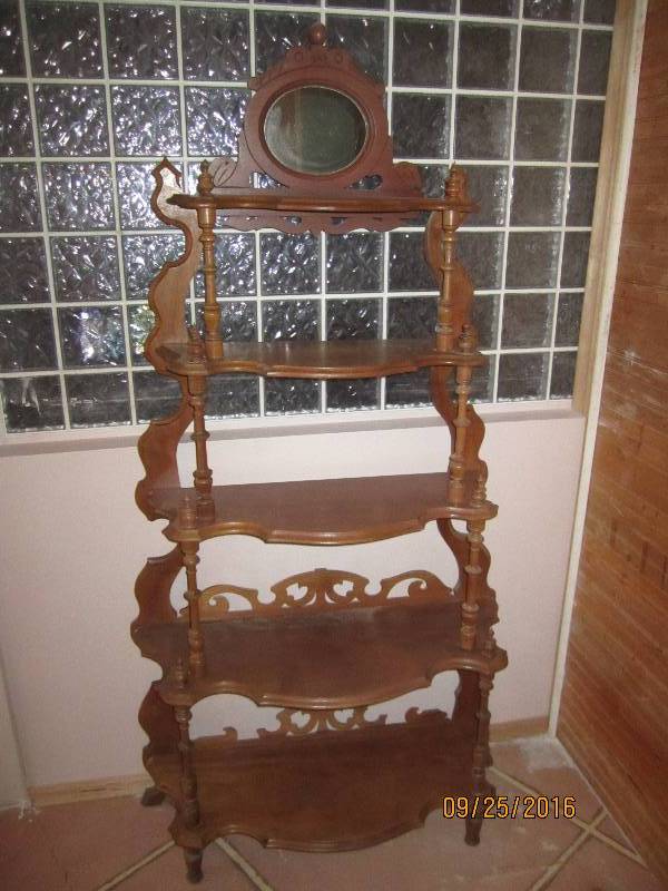 lot 111 image: Antique wood bookshelf, intricately...