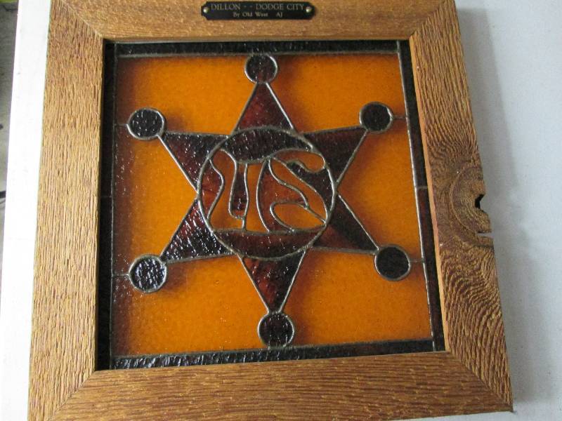 lot 8 image: Stained Glass By Old West by AJ Dillon-Dodge City Badge