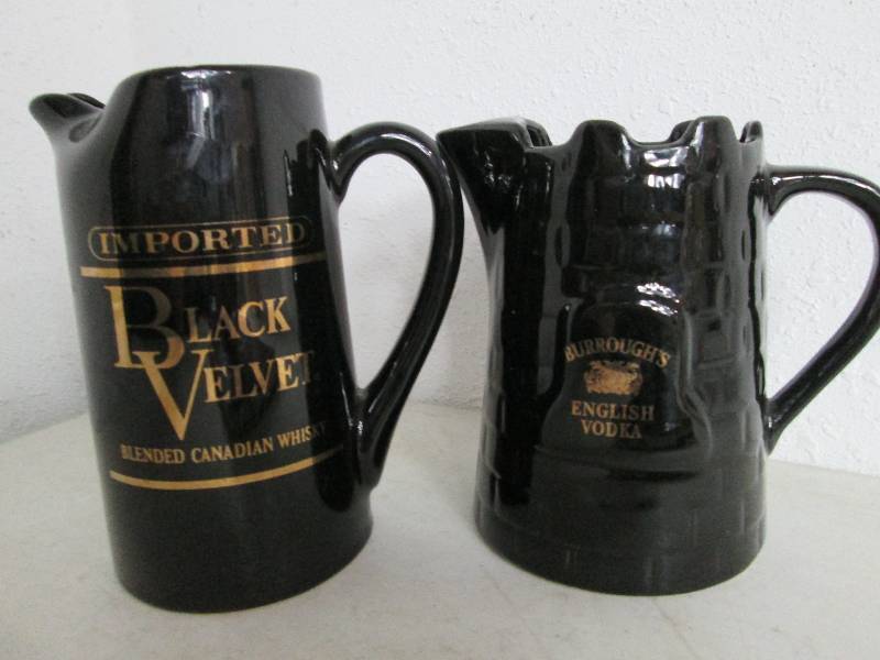lot 30 image: Black Velvet & Burroughss English Vodka Pitchers