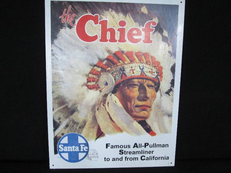 lot 75 image: Collectable Tin Sign Santa Fe Rail Road All-Pullman Streamliner