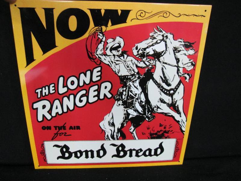 lot 78 image: Collectable Tin Sign The Lone Ranger Bond Bread