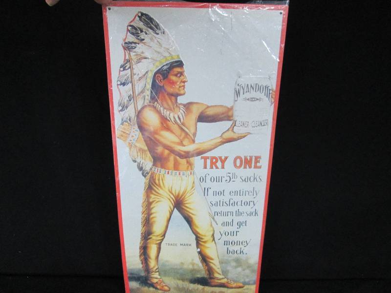 lot 80 image: Collectable Embossed Tin Sign Wyandotte Cleaner