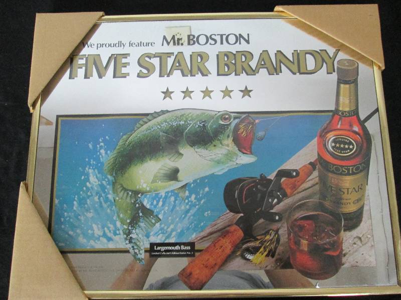 lot 96 image: Mr. Bostons Five Star Brandy large mouth bass  Mirror