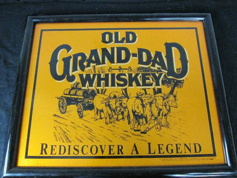 lot 110 image: Old Grand Dad Whiskey Glass Sign