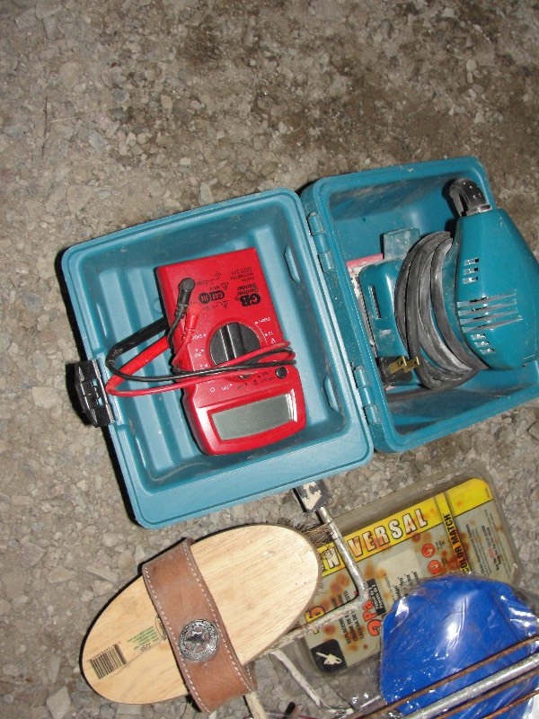 Buffer, patches, multi-meter, chainsaw, chains