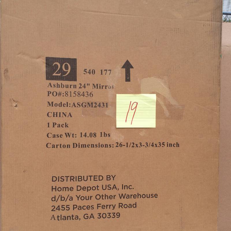 lot 19 image: Ashburn 24 Mirror model ASGM2431 in open box - inspected - in New condition  stock photo used