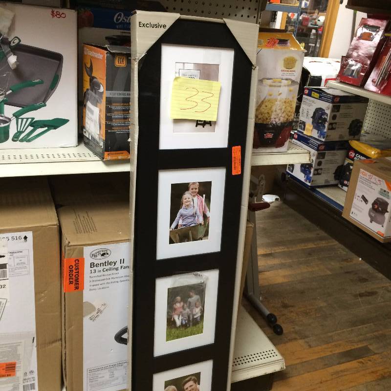 lot 33 image: Easel Collage Frame for 4 pictures one glass missing