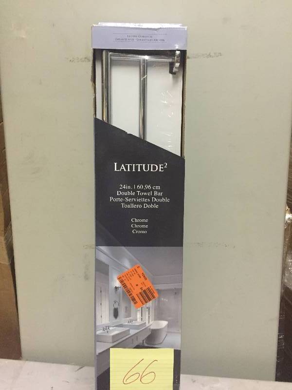 lot 66 image: Latitude 24 in Double Towel Bar Chrome New