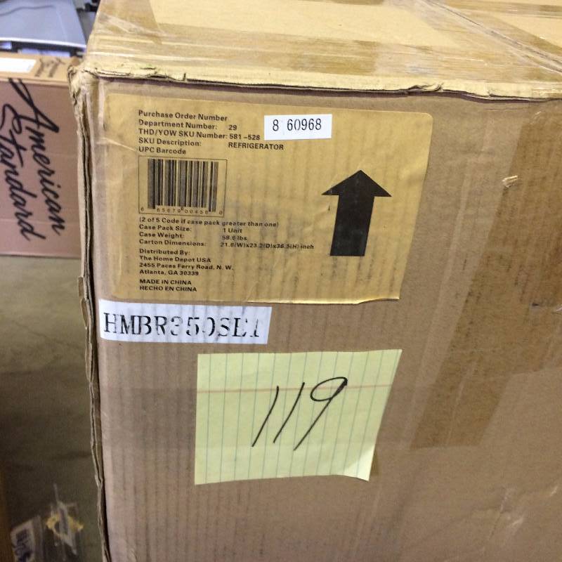 lot 119 image: Magic Chef 3.5 CU FT Mini Refrigerator Stainless Steel in Original Pkg