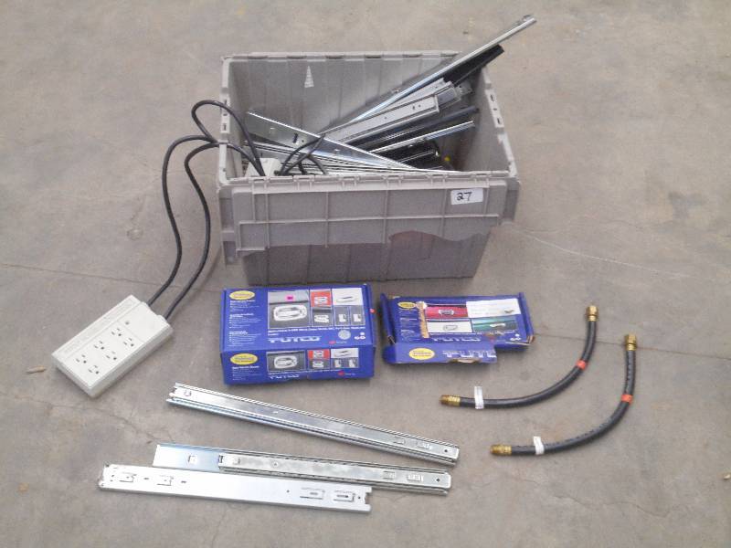 lot 27 image: Tote Of Assorted Drawer Slides, El...
