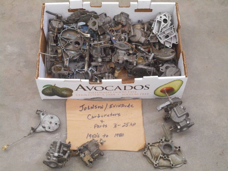 lot 45 image: Box Of JohnsonEvinrude Carbs & Par...