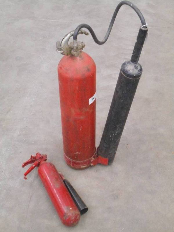 lot 74 image: (2) Vintage Fire Extinguishers ...