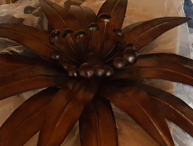 NEW One 15 inch metal brown flower wall decoration