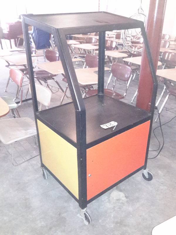 AV Table.. 2 Shelves.. Bottom cabinet (locked, no key).