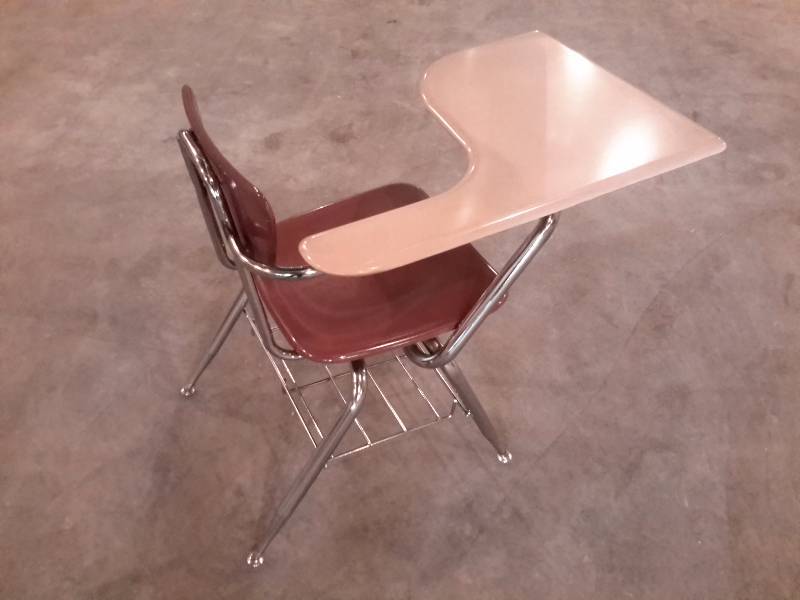 2 VIRCO, Tablet Arm Desks.  Bottom shelf.. Very good shape