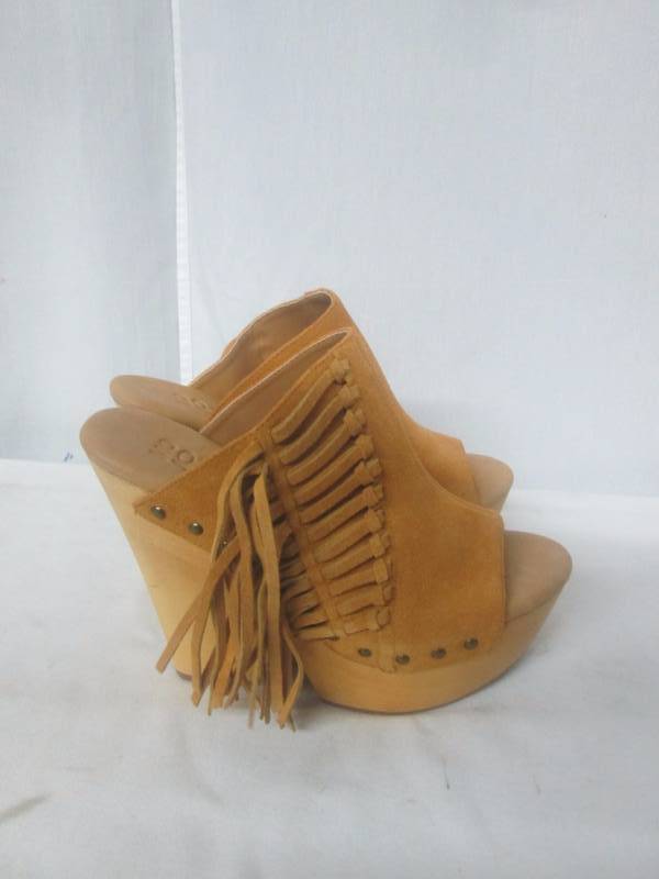 Mojo Moxy Womens Bandelero Fringe Wedge Sandal