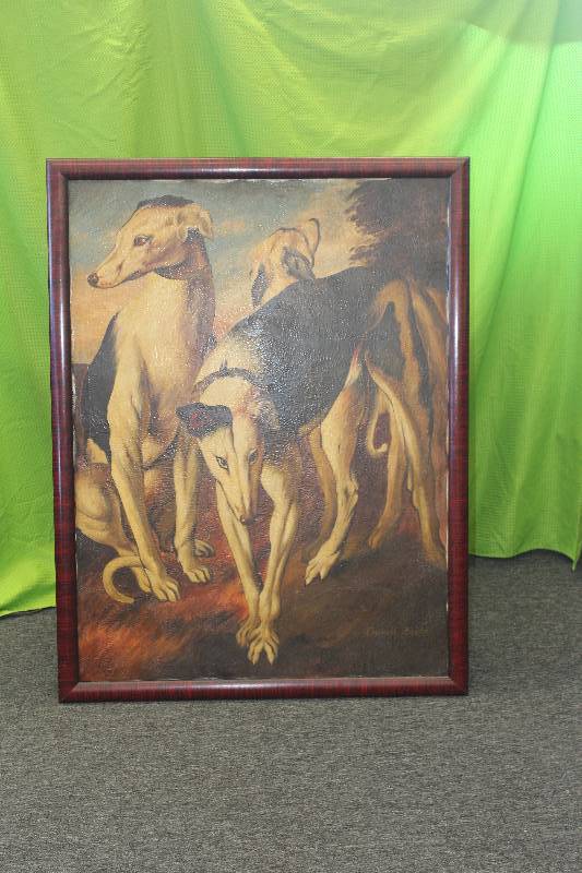 Original oil painting Reginald Baxter Dogs at Leisure